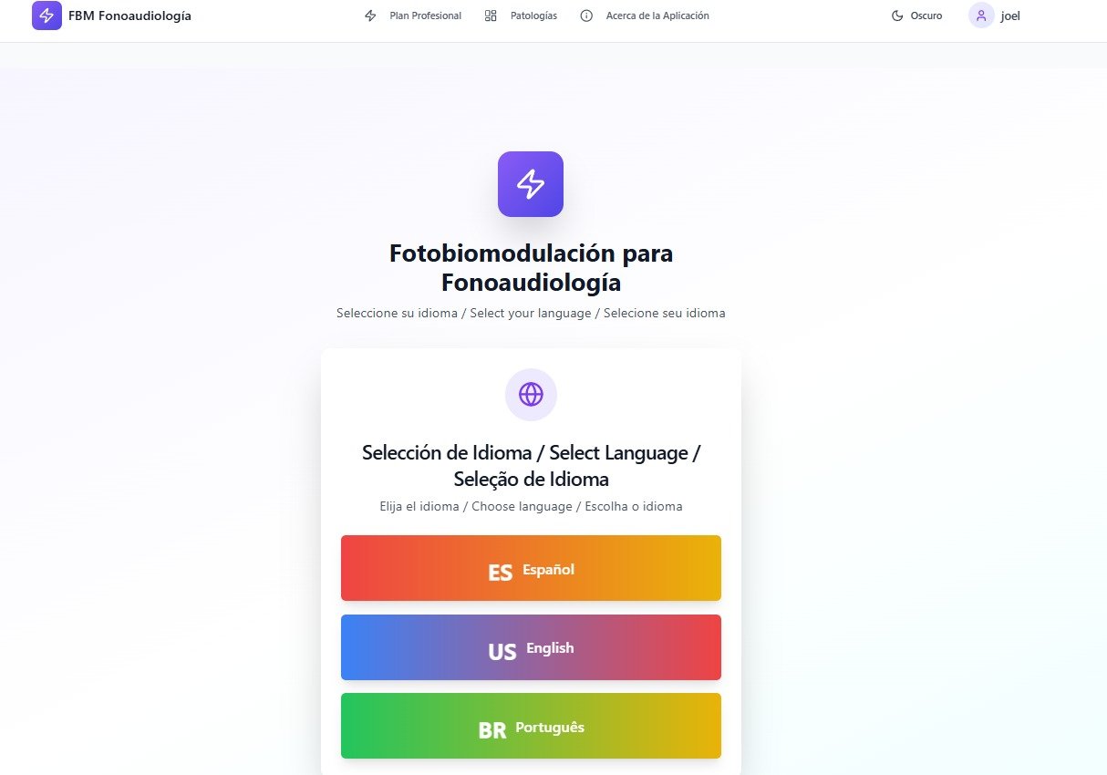 Aplicación de Fotobiomodulación para Fonoaudiología - Interfaz Principal